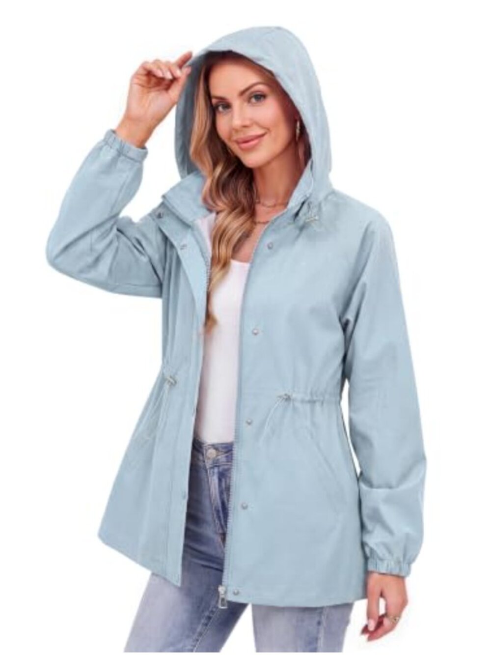 Zando Lightweight Packable Women Rain Jacket with Hood Windbreaker